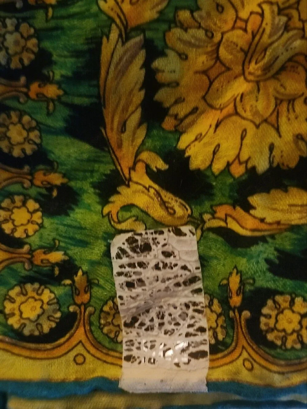 Versace Green and Yellow Baroque Leopard Print Silk Scarf